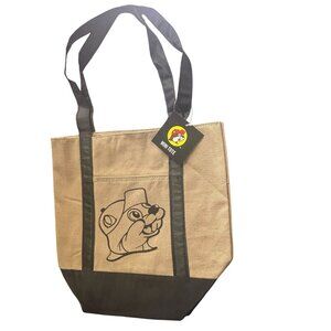 Buc-ees Mini Tote Bag Canvas Black Handles & Beaver Logo - NEW with Tags